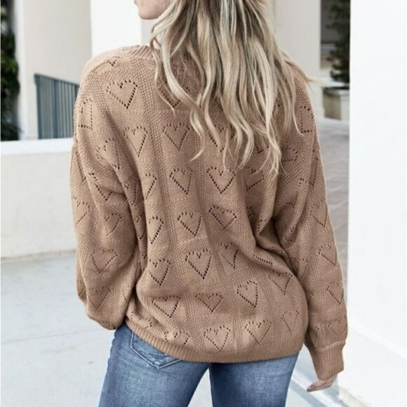 🧁3for$36🧁Hearts Openwork Relaxed Fit Knit Sweater sz XL - Picture 4 of 7